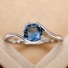 Fashion Twisted Arm Blue Round Diamond Zircon Topaz Simple Women's Ring