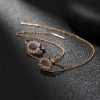 New Korean Super Fairy Ear Thread Female Fashion Personality Round Copper Micro Set Zircon Ear Studs Earbone Clip Chain Simple Style Long Earrings