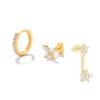 Inlaid Zircon XINGX Butterfly Cute Earrings Three-piece Set