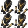Lady's Flower Necklace Earring Ring Bracelet Copper-plated Gold Jewelry Suit