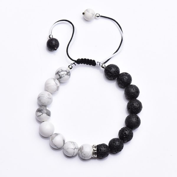 White Turquoise Volcanic Rock Couple Bracelet