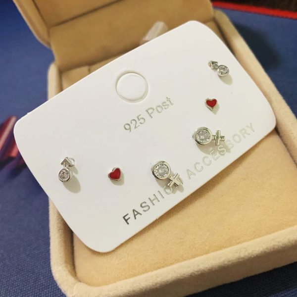 Drip Oil Ring Stud Earrings Set Zircon Square