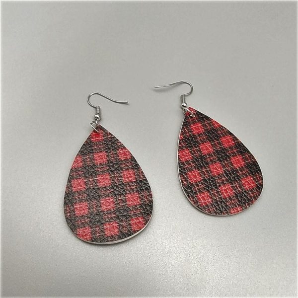 Duplex Printing Drop-shaped Leather Earrings