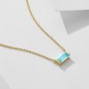 925 Sterling Silver Twelve Birthstone Square Clavicle Chain Women's Simple