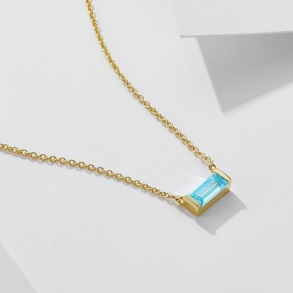 925 Sterling Silver Twelve Birthstone Square Clavicle Chain Women's Simple