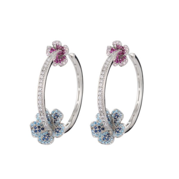 Heavy Industry Circle Colorful Flower Micro-inlaid Ear Ring