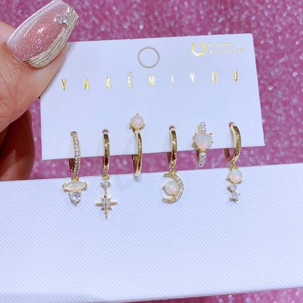 Natural Opal Ear Clip Ear Clip Six-piece Set