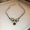 Retro Elegant Leather Winding Chain Diamond Magnetic Necklace