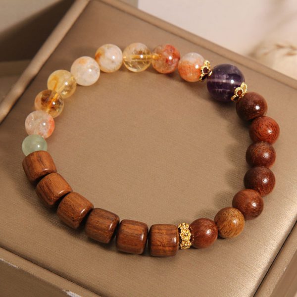 Yellow Pear Yellow Tower Crystal Ebony Amethyst Bracelet