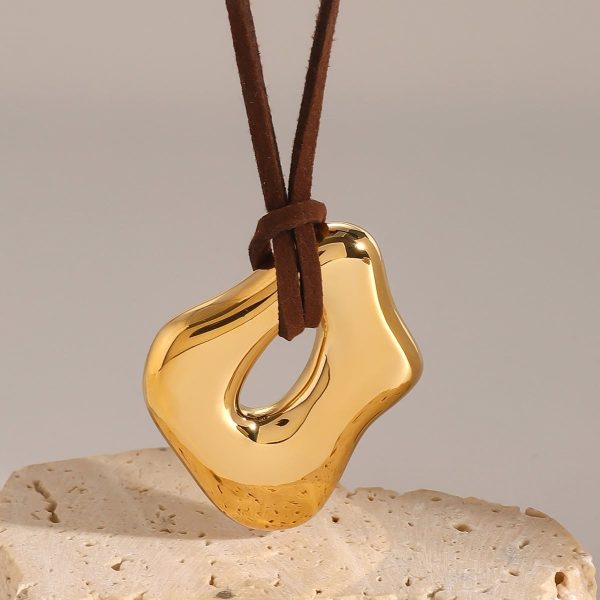 European And American Irregular Liquid Glossy Hollow Pendant Necklace