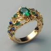 Hollow Carved Color Zircon Ring Elegant Affordable Luxury Style Ring