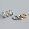 S925 Silver Geometric Circle Single-row Drilled Metallic Ear Clip Silver Stud Earrings