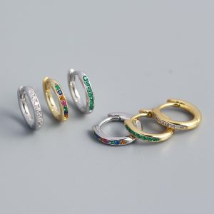 S925 Silver Geometric Circle Single-row Drilled Metallic Ear Clip Silver Stud Earrings