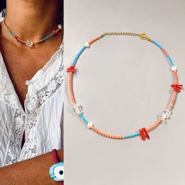 Red New Style Gravel Clavicle Chain Freshwater Pearl Necklace For Women