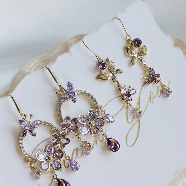Micro-set Zirconium Diamond Temperament Sparkly Silver Needle Earrings
