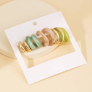 5 Pairs Of Acetate Earrings Set Creative And Simple