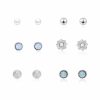 Set Of 6 Pairs Of Earrings Pearl Flowers