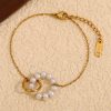 Stainless Steel 18K Gold Plating Double Ring Bracelet