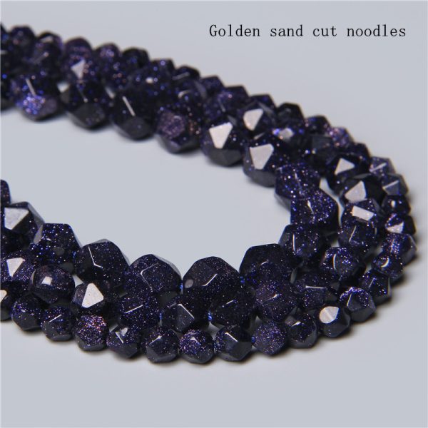 Blue Sand Stone Faceted Loose Beads Cut Corner Blue Sand Stone Golden Sand Stone DIY Fashion Jewelry With Beads