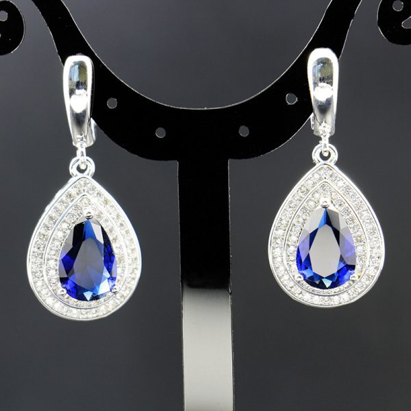 Jewelry Four-piece Set Rings Pendants Earrings Drop-shaped Gem