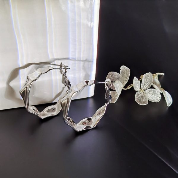 S925 Silver Big Circle Earrings Sterling Silver Exaggerated Personalized