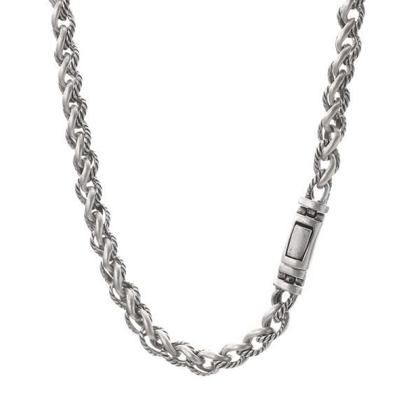 Keel Chain Necklace Vintage Antique Silver Twist Men's Titanium Steel Necklace