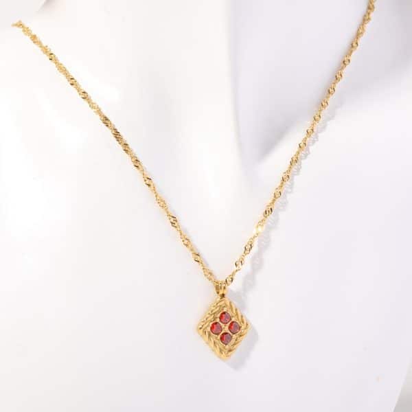 December Birthday Stone Necklace Quadrilateral