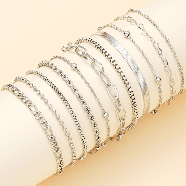 Multi-layer Twin Chain Bracelet Alloy Heart Ball Bracelet