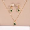 Retro Hong Kong Style Jade White Suit Necklace Earrings All-match Jewelry