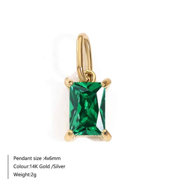 Twelve Birthstone Pendant Rectangular Zircon Accessories Pendant