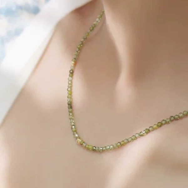 Vintage Green Beaded Zircon Necklace