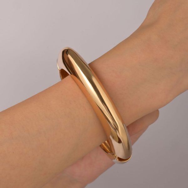 Beautiful Square Glossy Metal Texture Open-end Bangle Bracelet