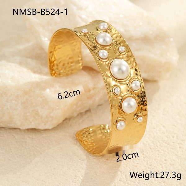 French Retro Titanium Steel Bracelet Colorful Natural Stone