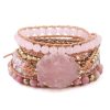 Natural Raw Gemstone Red Woven Bracelet Multi-circle