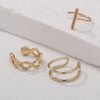 Cool Personality Lady Ear Bone Clip Earrings, Gold Fashion Simple Earring Clip 3-piece Set