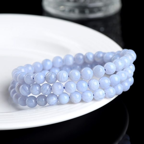 Crystal Natural Blue Pattern Agate Ball Blue Striped Agate Scattered Beads Bracelet