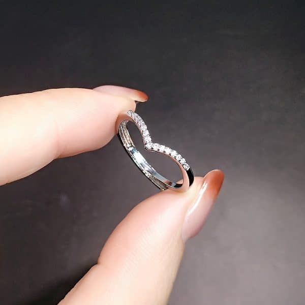 V-shaped Gang Drill Zircon Ring For Women