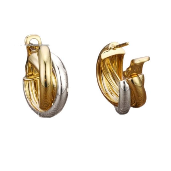 925 Silver Mosquito Coil Circle Retro Hong Kong Style Two-color Earrings
