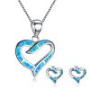 Peach Heart Necklace Ear Stud Accessories Set