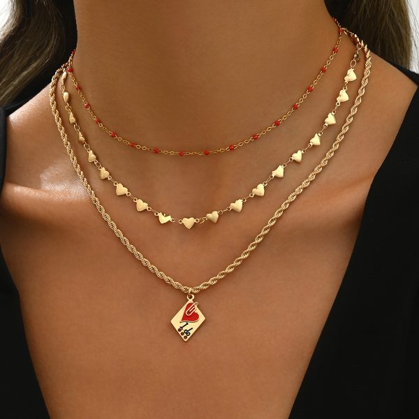 Clavicle Chain Love Necklace All-match Three-layer