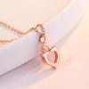 Women's Heart-shaped Pink Crystal Synthetic Pendant Necklace