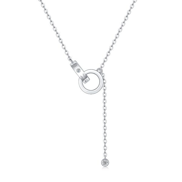 Silver Necklace Moissanite Interlocking Pendant For Women