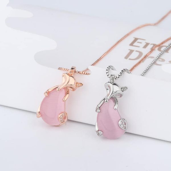 Crystal Fox Pendant Rose Gold Clavicle Chain Simple