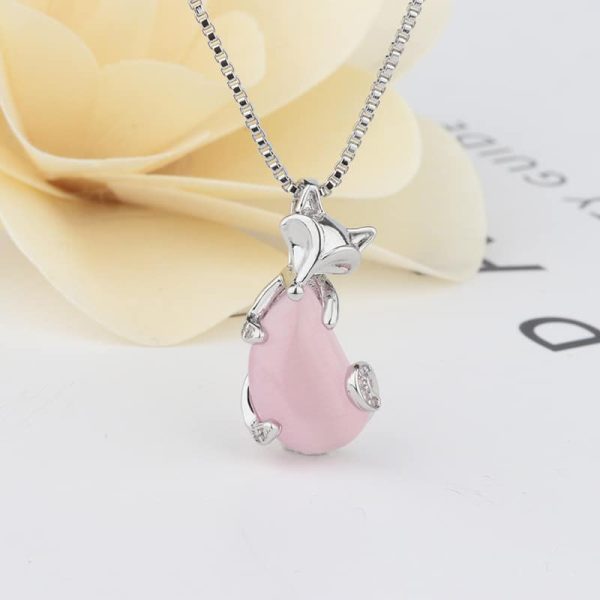 Crystal Fox Pendant Rose Gold Clavicle Chain Simple