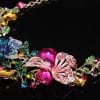 Colorful Flower Crystal Diamond Short Clavicle Necklace Earring Set