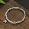 Natural Tianshan Green Bamboo Pure Silversterling Silver Bracelet For Women