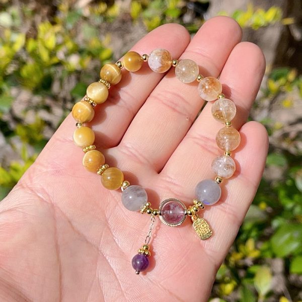 Golden Tigerite Yellow Tower Crystal Design Bracelet For Women