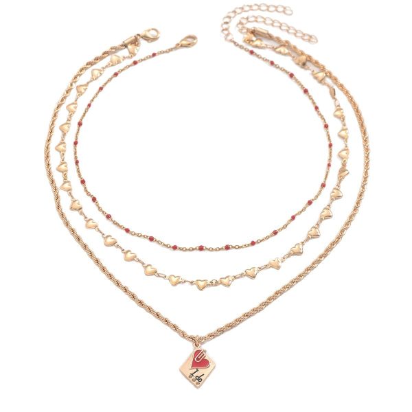 Clavicle Chain Love Necklace All-match Three-layer