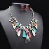 The big European and American fashion color alloy diamond necklace earrings set bride jewelry factory direct