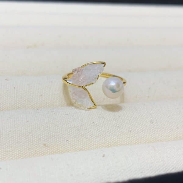 Fashion Freshwater Pearl Ring Colorful Painting Oil Flowers